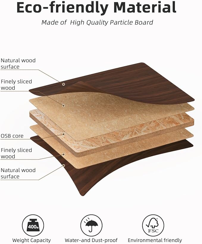 Universal 48 x 24 One-Piece Particle Board Table Top 1 Thick Desktop for Stand Up Height Adjustable Desk Frames Home Office Tabletop Countertop DIY Red Walnut