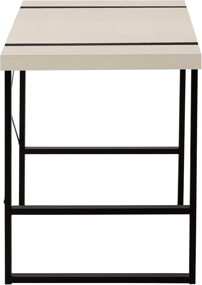 Penau Computer Desk for Home Office 49l x 23.75w x 30h Taupe Laminate Desktop Black Metal Legs Industrial Style