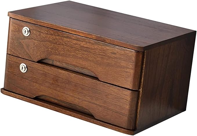 Desktop File Cabinet - Solid Wood Storage Box - Desktop Organizer Wooden Desktop Drawer Cabinet Desktop Storage Box with Lockable Drawers Office Supplies A4/RECE2 Drawer