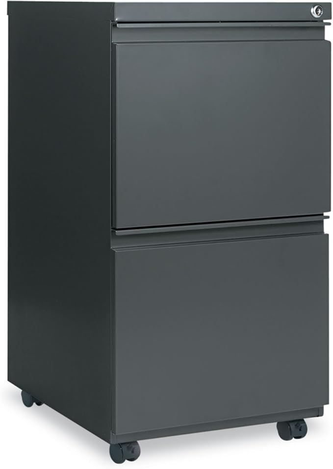 Alera PBFFCH Two-Drawer Metal Pedestal File w/Full-Length Pull 14 7/8w x 19 1/8d Charcoal