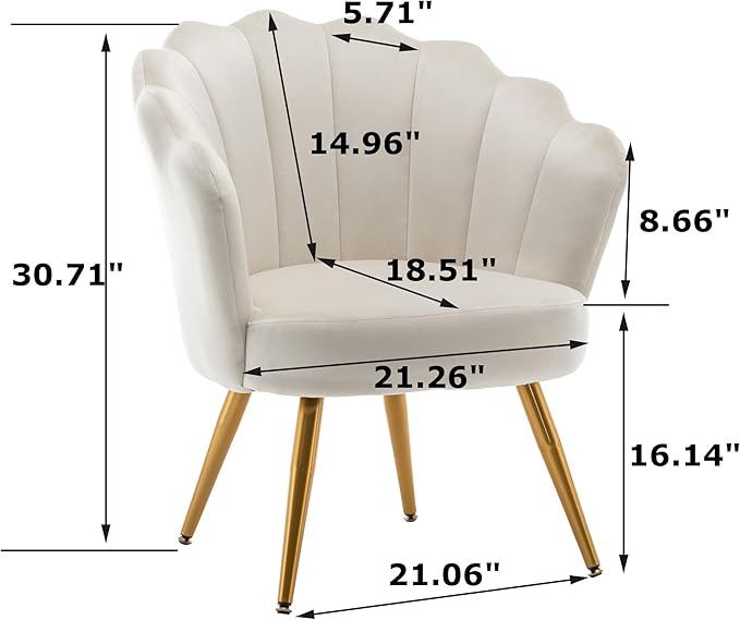 HAOBO Home Velvet Accent Chair Living Room Chairs Modern Armchair Upholstered Chair with Wing Side and Metal Legs for Home Kitchen Office Bistro Cafe