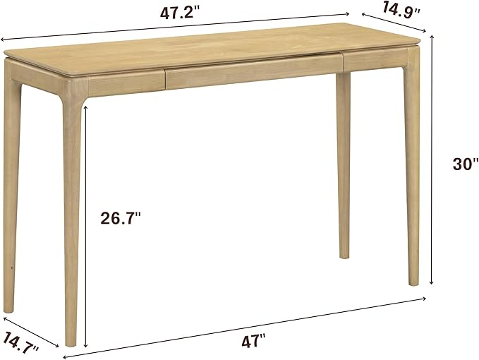 NTC Mingle 47-Inch Console Table Modern Solid Wood Entryway Table with Hidden Drawer Waterproof &amp Heat Resistant Narrow Table for Hallway Living Room &amp Foyer Sand