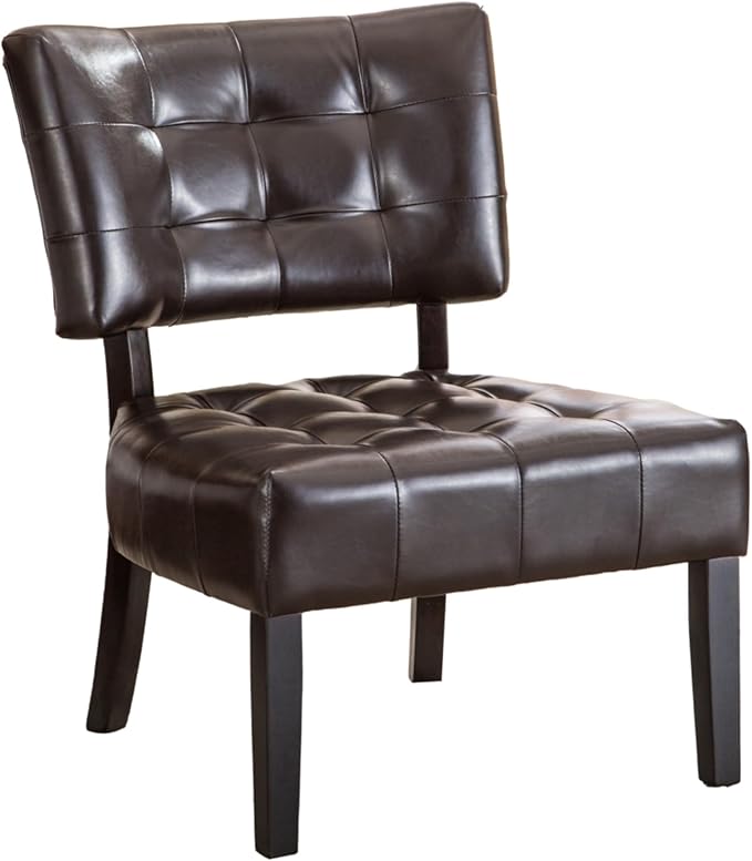 Contemporary Tufted Oversized Accent Chair with Plush Boucle Fabric and Faux Leather Options Kiln-Dried Hardwood Frame Deep Cushion Seat Ergonomic Back Support Versatile Living Room Chair (Brown)