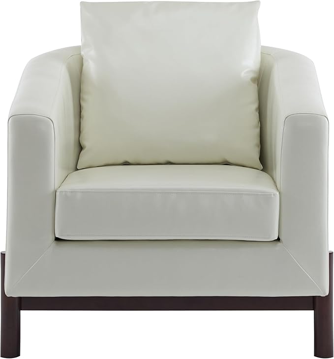 Christopher Knight Home Upholstered Club Chair Comft Accent Chair Soft Armchair Reading Single Sofa with Wood Legs Barrel Lounge Chair for Living Room Bedroom Home Rest 33.5 x33.5x31.5 White