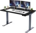 Rise UP Dual Motor Electric Standing Desk 60x30 Black Desktop Premium Ergonomic Adjustable Height sit Stand up Home Office Computer Desk Table Motorized Powered Modern Furniture Small Standup Table