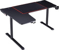 Homes: Inside + Out Kindira Modern Steel Gaming Desk with USB Ports PC Mouse Pad and Rotatable Cup-Holder for Home Office Classroom Study Room Black L-Shape