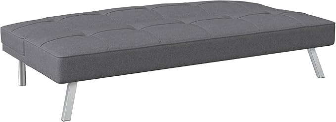 Serta® Rane 66.1 Convertible Futon Sofa Short Twin Size Modern Transitional Tufted Back and Seat Cushion Dream Coil® Comfort Fingerguard® Pinch Point Protection Woven Fabric Charcoal