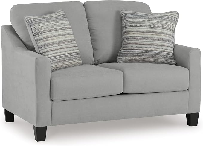 Signature Design by Ashley Adlai Casual Loveseat with 2 Toss Pillows Light Gray