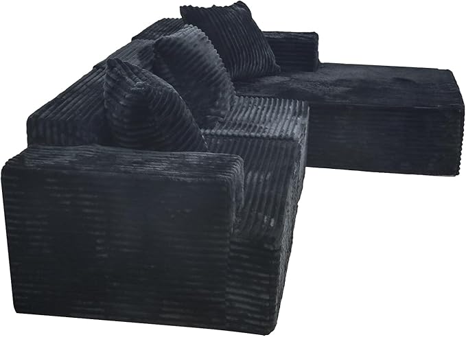 LIFE SKY Modern L-Shaped Sectional Sofa: CertiPUR-US &amp Oeko-TEX Certified Corduroy Fabric - 100% Polyurethane Foam Modular Couch for Urban Apartments Living Room