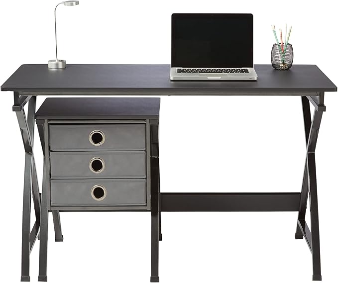 Realspace® X-Cross 48 W Computer Desk with File Cabinet Black