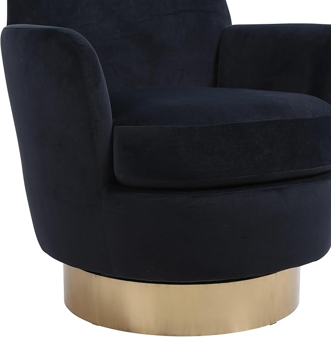 Set of 2 Swivel Accent Chair Modern Velvet American Design Swivel Round Barrel Chairs Upholstered Cozy Style for Living Room Bedroom Home Office (Velvet Black 2-Pack)