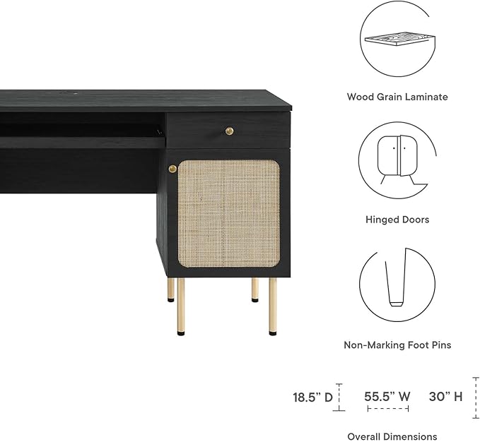 Modway EEI-6199-BLK Chaucer Office Desk Black