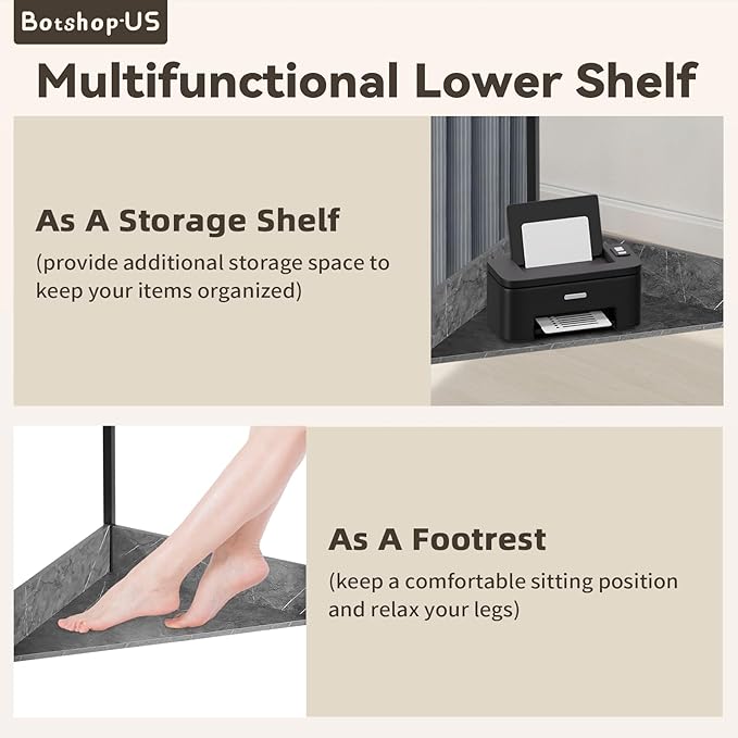 Gdrasuya10 Small Corner Desk Small Space Corner Desk with Power Outlets &amp USB Triangular Corner Workstation Table Storage Writing Desk for Home Office Living Room Bedroom Gray