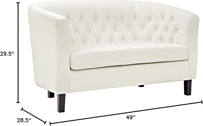 Modway Prospect Velvet Upholstered Contemporary Modern Loveseat In Ivory