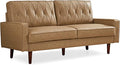 Container Furniture Modern Style Faux Leather Sofa with Elegant Round Tapered Legs and Button Tufted Backrest Perfect for Living Room Bedroom or Home Office 69.3’’ Wide Camel