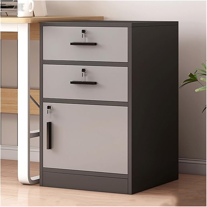 Office File Cabinet Wooden Storage Cabinet with Two Drawers with One Door Lockable File Cabinet Multi-layer Storage Side File Cabinet