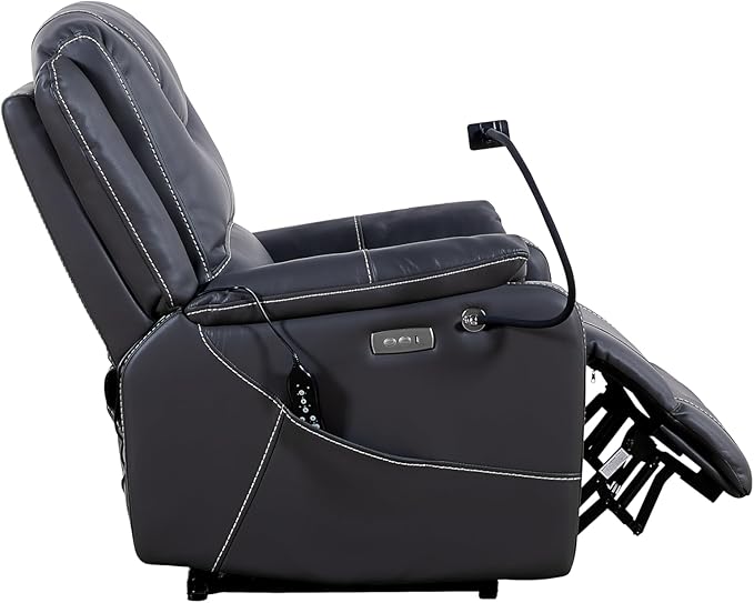 Zero Gravity Power Recliner with Massage and Heating FunctionLay Flat Chair W/Side Pockets &amp USB Charge Portsfor ElderlyYoungLiving RoomHome TheaterBlack
