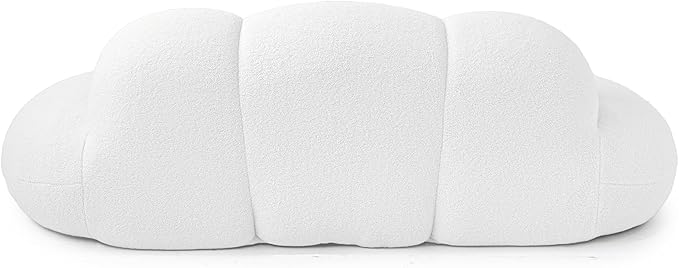 Cloud Shaped Floor Couches for Living Room 90 Curved Boucle Sofa Comfy Compressed Couch Deep Seat Loveseat Sofa for Bedroom Apartment Small Space (White No Installation)