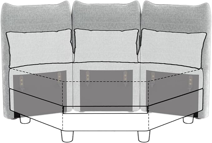 LLappuil Large Backrest for Modular Sectional Sofa Couch with Adjustable Angles Carton D Only Compatible for Carton C Grey Chenille | Tool Free Assembly Flexible Layouts