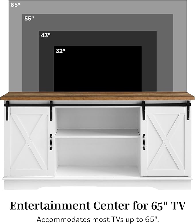 Walker Edison Richmond Modern Farmhouse Sliding Barn Door TV Stand for TVs up to 65 Inches 58 Inch Grey Wash