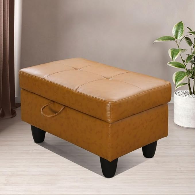 Ginger L-Shaped 3-Piece Faux Leather Sofa with Storage Ottoman Set Sectional Couch Sofa Set for Living Room Office Small Space