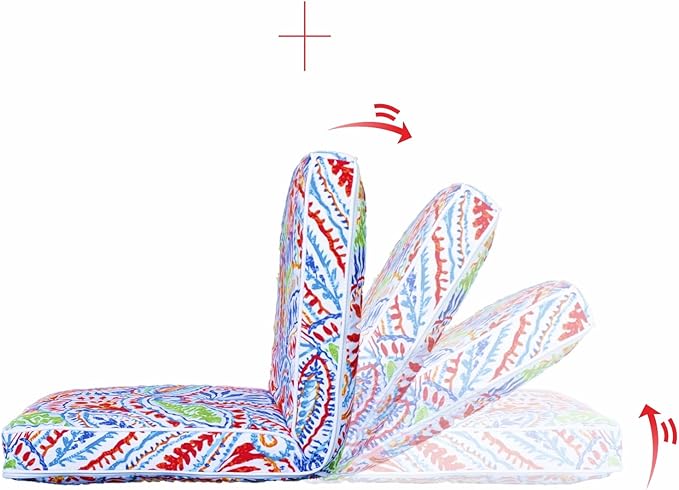 JMGBird Floor Chair with Back Support - Adjustable 5-Position Gaming Chair Waterproof Paisley Pattern Indoor Outdoor Meditation Cushion
