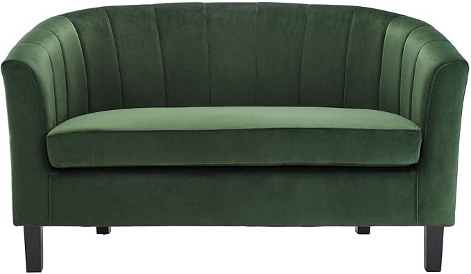 Modway Prospect Channel Tufted Upholstered Velvet Loveseat Emerald
