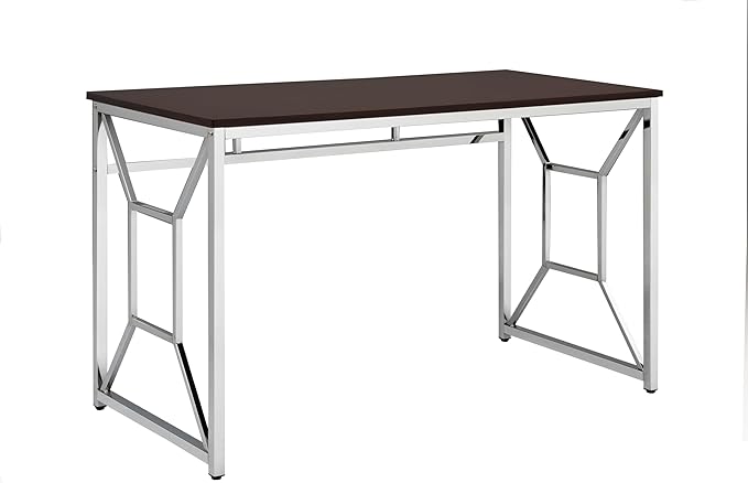 Office Workspace Desk MDF/Chrome in Brown