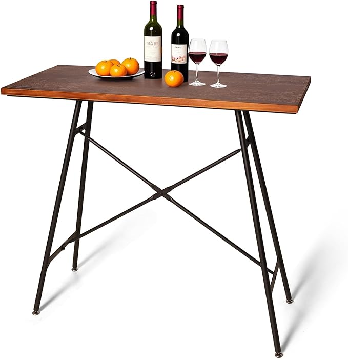 LOKKHAN Modern Industrial Table - 45.3” L x 41.34” H - Rectangular Desk for Home Office Dining Side Table - Writing Desk with Cross Bracing - Compact Multipurpose Study Computer Craft Workstation