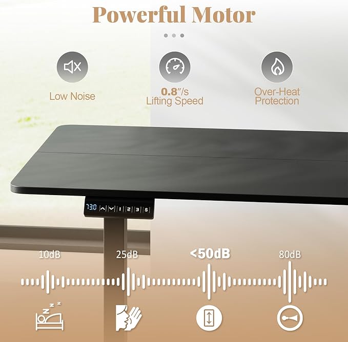 Tangkula 48” x 24” Electric Standing Desk Ergonomic Height Adjustable Sit to Stand Desk with 3 Memory Settings Anti-Collision Protection &amp Hook Computer Workstation for Home Office (Black)