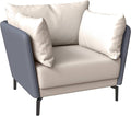 LeisureMod Modern Single-Seater Sofa Couch Contemporary Lounge Accent Side Armchair Upholstered PU Leather with Metal Legs and Foam Filled Seat for Living Room Office Bedroom Luxify Series in Grey