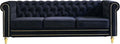 Homtique 84 Modern Couch for Living Room 3 Seater Comfy Velvet Sofa with Button Tufted Rolled Arms and Gold Legs Chesterfield Sofa for Home/Office Bedroom Black