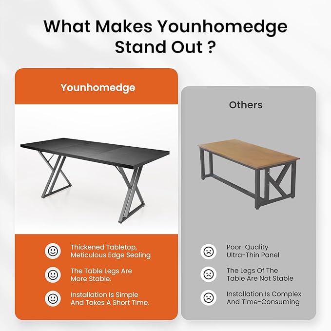 70.9 Inch Executive Desk Large Office Computer Desk with Thicken Frame Modern Simple Workstation Business Furniture for Home Office Modern Industrial Style(Black)