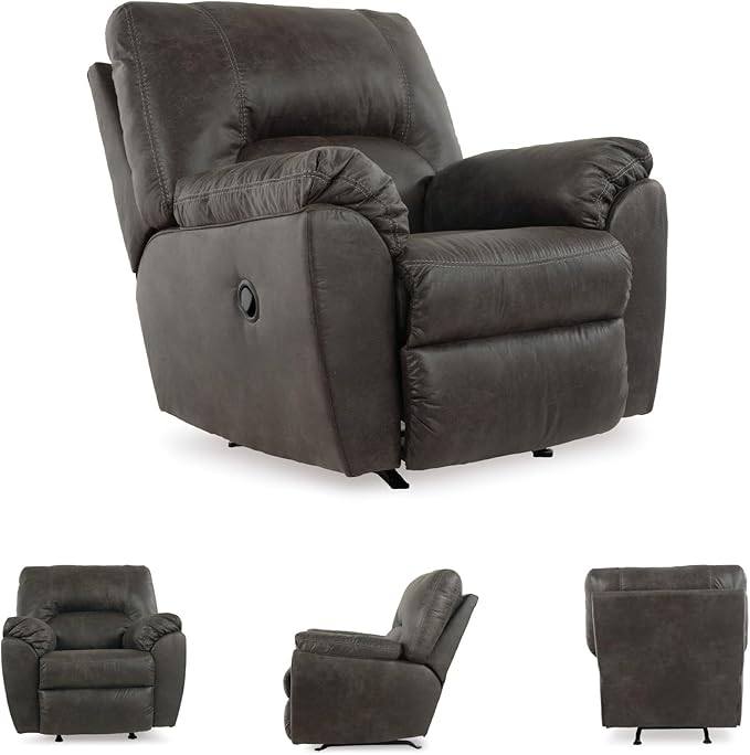 Signature Design by Ashley Tambo Faux Leather Manual Rocker Recliner Gray