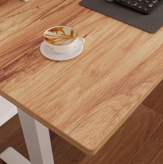 FEZIBO L Shaped Standing Desk Corner Standing Desk L Shape L Shaped Adjustable Table Light Brown