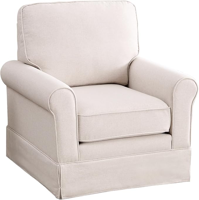 INZOY Swivel Accent Chair Set of 2 Mid Century Modern Chair Comfy Swivel Barrel Reading Chair Upholstered Square Chair for Living Room Bedroom Small Spaces Fully Assembled Beige