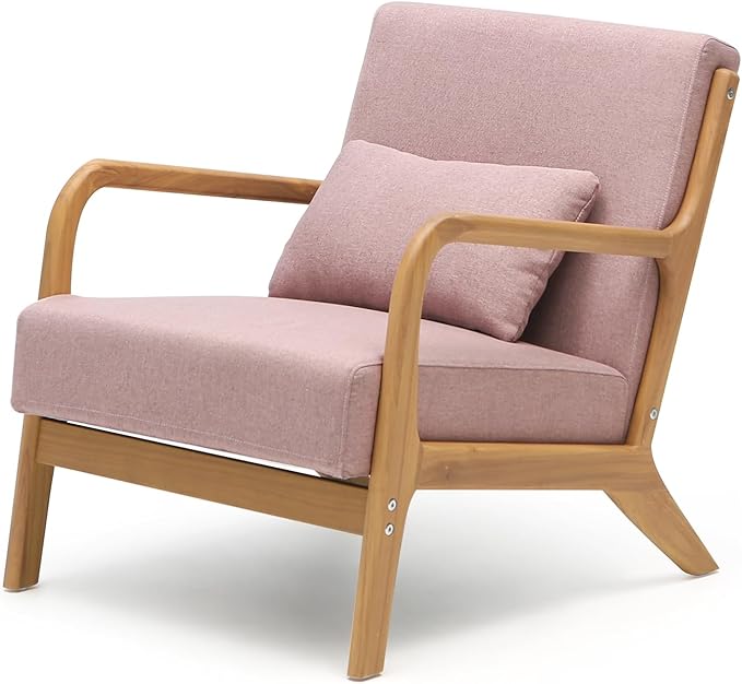 CottonColors Accent Chair Living Room Chairs &amp Reading Chair - Solid Wood Frame with Soft Cushion Removable Machine-Washable Cover (Multiple Colors)