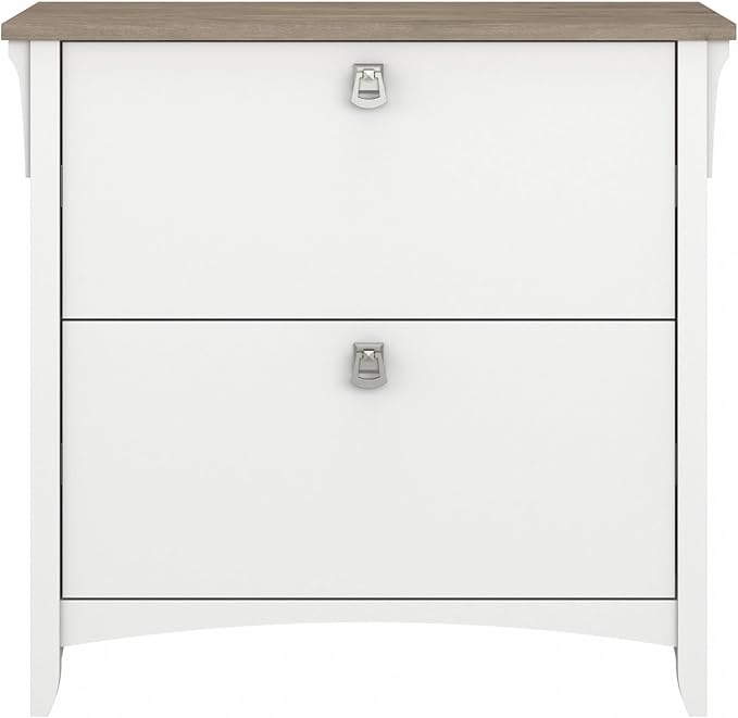 Bush Home Salinas 2 Drawer Lateral File Cabinet in Shiplap Gray and Pure White Home Office Storage Solution Organizer with Drawers for Workspace Filing Unit