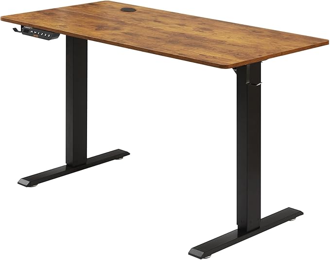 VEVOR Height Adjustable Desk 47.2 x 23.6 in Support 180 lbs Electric Standing Desk with 3 Memory Presets Sturdy Dual Metal Frame Versatile Computer Sit Stand up Desks Suitable for Home Office