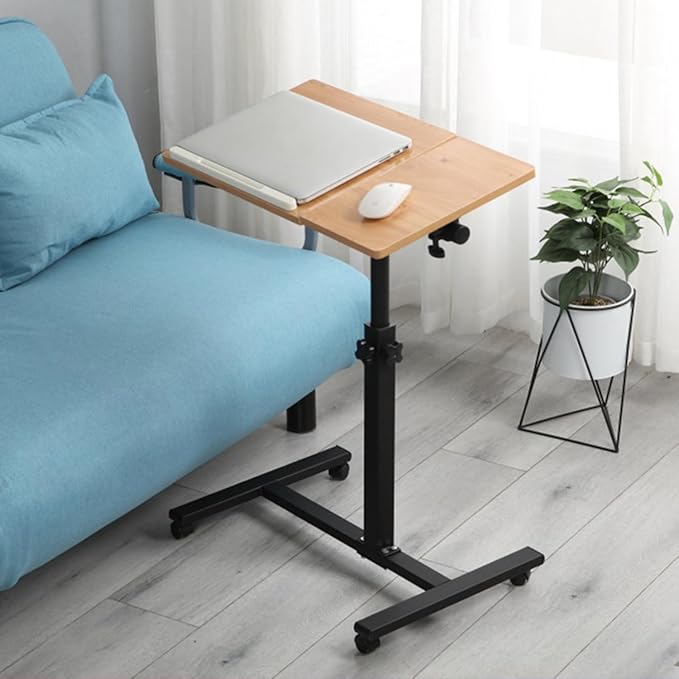 Height Adjustable Mobile Laptop Stand with Tilting TabletopRolling Standing DeskOverbed Laptop TableComputer StandsRolling Computer Workstation for Home Office