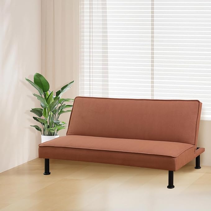 Convertible Futon Sofa Bed Modern Sleeper Couch Sofabed Reversible Recliner Sofa with 3 Adjustable Positions for Living Room Studio Apartment Office Small Space 64 x 33 x 32in.
