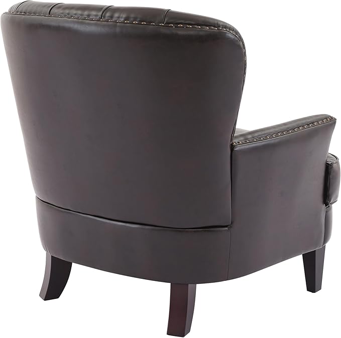 Christopher Knight Home Tafton Tufted Leather Club Chair Brown 35D x 33.5W x 34.5H in
