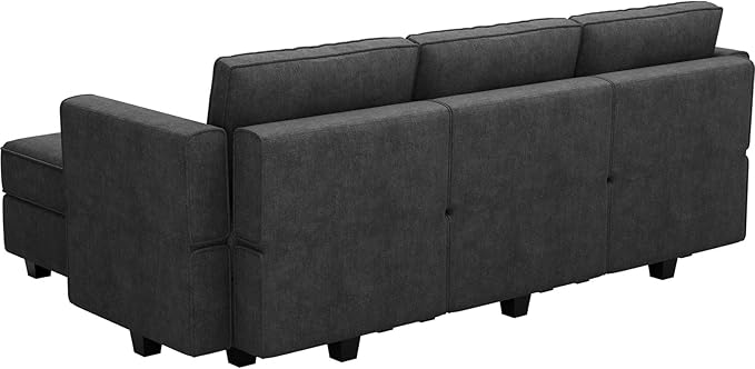 Belffin Modular Sectional Sofa Fabric U Shaped Couch Double Chaise Sectional Couch Convertible Ottoman Sofa with Storage Black