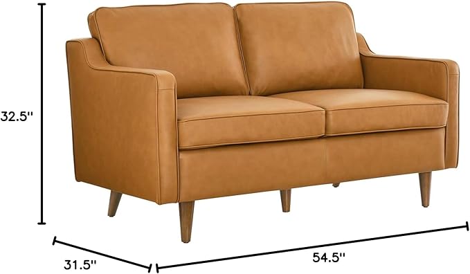 Modway Impart Upholstered Genuine Leather Loveseat in Tan