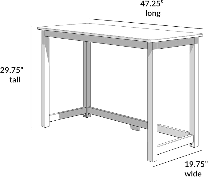 Max &amp Lily Solid Wood Desk 47 Inches Grey