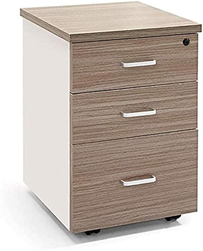 Mobile Wooden File Cabinet with Lock - Floor-Standing Storage Solution for Office and Home(C)