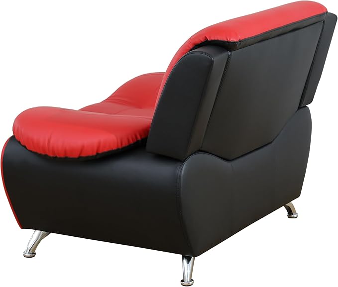 Living Room Furniture Set for Living Room Faux Leather Couch Sets Modern Couch for Apartment Home Office(ChairRed&ampBlack)