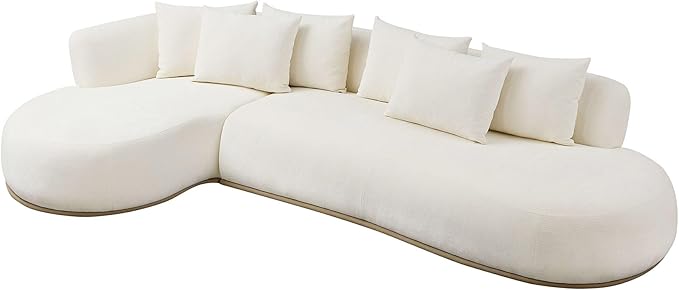 kevinplus 134.63'' Large Sectional Curved Sofa Couch with Chaise Lounge for Living Room Oversize L-Shape Modern Sectional Sofa Couch Wood Structure &amp Easy Assembly (Left-Facing Beige)