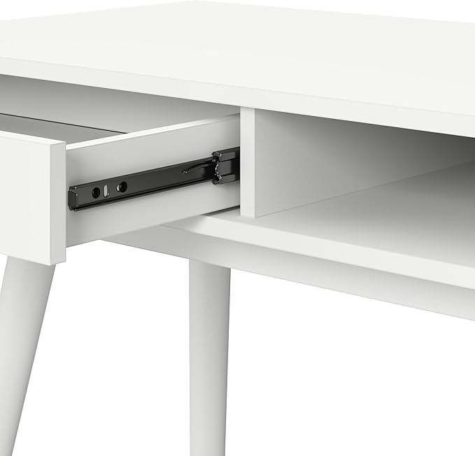 Bush Home Nora 54W Writing Desk with Storage in Pure White | Large Wooden Computer Table for Home Office Study Room or Entryway