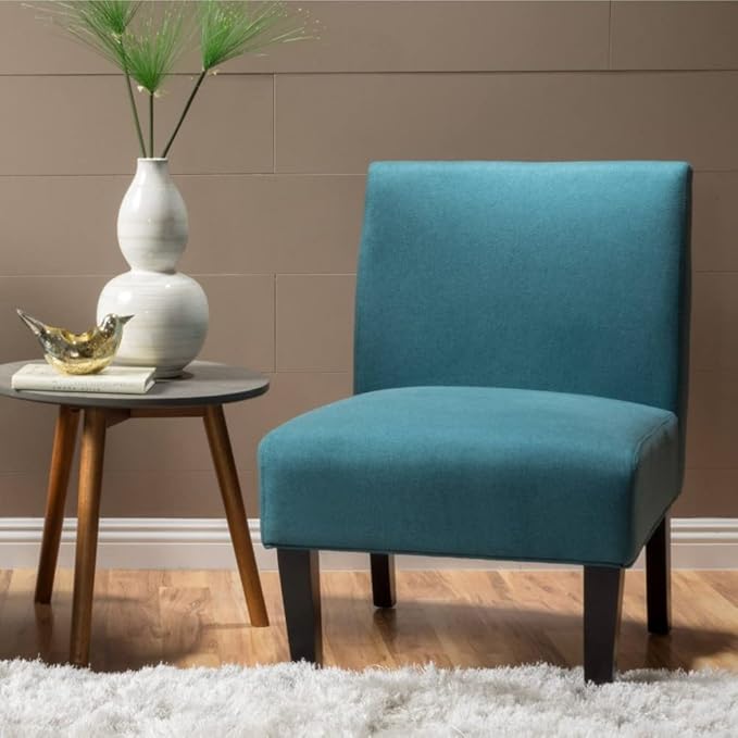 Comfortable Style Accent Chair For Living Room Size:22.50L x 29.50W x 32.00H | Simple Design With Thick Padded Seating Durable Wood Manufactured &amp Elegantly Tapered Legs | Pretty Dark Teal Colo